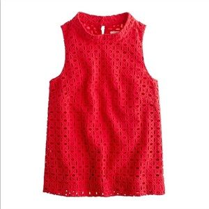 J. Crew Red Eyelet Top size 10